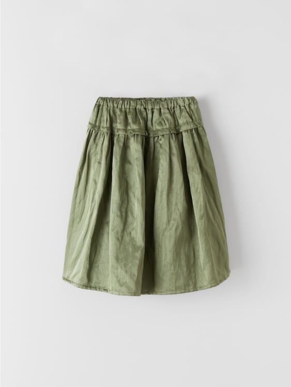 ZARA Olive Green Gathered A-Line Skirt